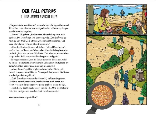Buchcover und Innenansicht für das Buch: Findest du die Spur? - Spuk im Burgturm