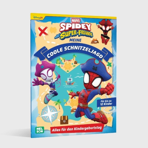 Buchcover und Innenansicht für das Buch: Spidey und seine Super-Freunde: Meine coole Schnitzeljagd