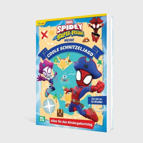 Buchcover und Innenansicht für das Buch: Spidey und seine Super-Freunde: Meine coole Schnitzeljagd