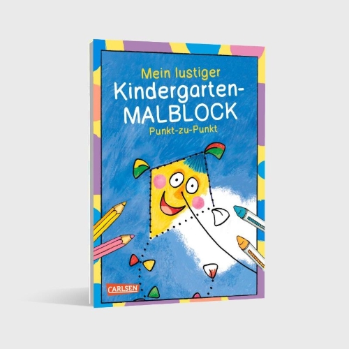Buchcover und Innenansicht für das Buch: Mein lustiger Kindergarten-Malblock Punkt-zu-Punkt