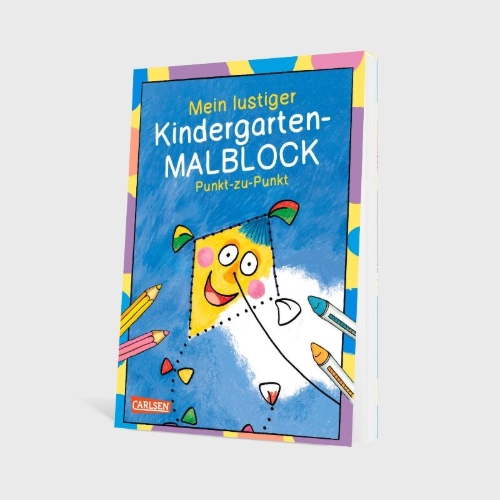 Buchcover und Innenansicht für das Buch: Mein lustiger Kindergarten-Malblock Punkt-zu-Punkt