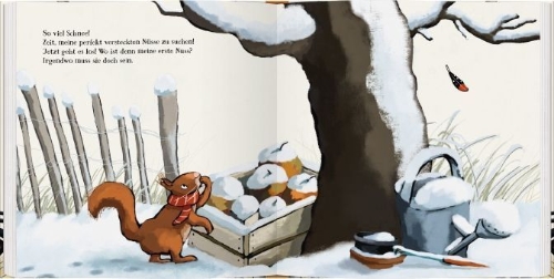 Buchcover und Innenansicht für das Buch: Fünf Nüsse für Eichhörnchen