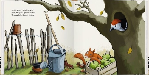 Buchcover und Innenansicht für das Buch: Fünf Nüsse für Eichhörnchen