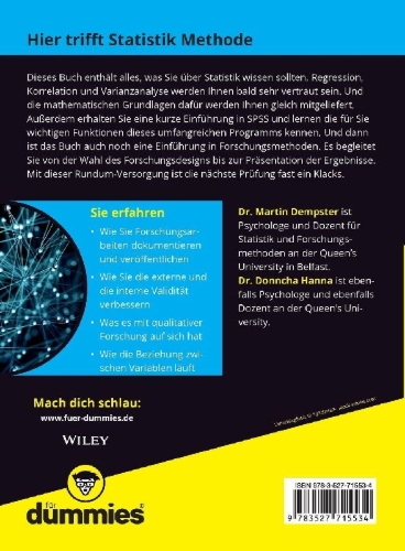 Buchcover und Innenansicht für das Buch: Statistik und Forschungsmethoden für Psychologen und Sozialwissenschaftler für Dummies