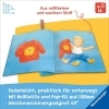 Buchcover und Innenansicht für das Buch: Mein Knuddel-Knautsch-Buch: flip&pop. Meine Welt (mit Pop-it Beißleiste); weiches Stoffbuch, waschbares Badebuch, Babyspielzug ab 0 Monate, Sensorik Spielzeug aus Silikon