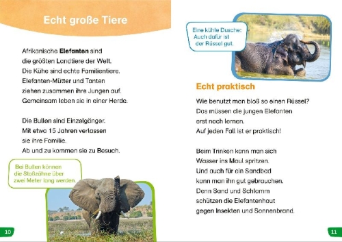 Buchcover und Innenansicht für das Buch: WAS IST WAS Erstes Lesen easy! Tiere in Afrika