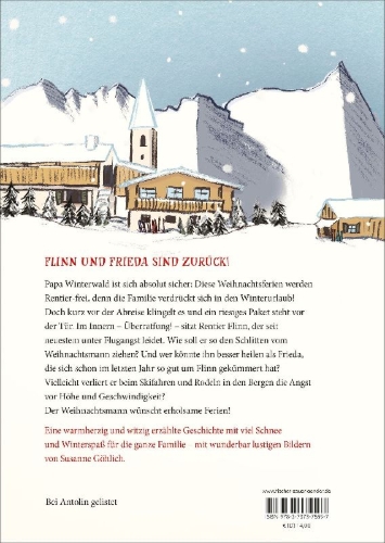 Buchcover und Innenansicht für das Buch: Es düst ein Rentier durch den Schnee
