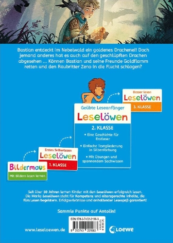Buchcover und Innenansicht für das Buch: Leselöwen 2. Klasse - Der goldene Ritter und das Drachenei