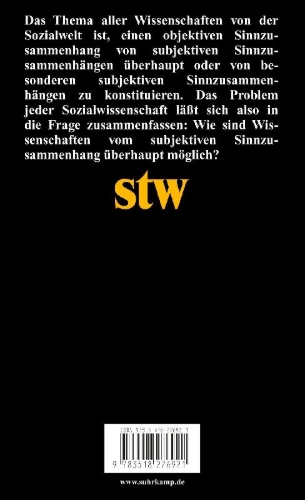 Buchcover und Innenansicht für das Buch: Der sinnhafte Aufbau der sozialen Welt