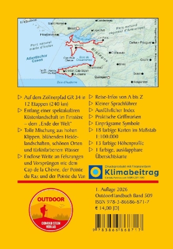 Buchcover und Innenansicht für das Buch: Bretagne: Zöllnerpfad GR 34 von Le Faou bis Audierne