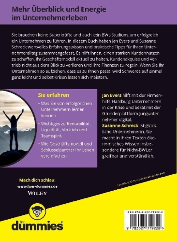 Buchcover und Innenansicht für das Buch: Erfolgreich als Unternehmer für Dummies
