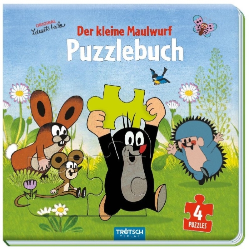 Buchcover und Innenansicht für das Buch: Trötsch Der kleine Maulwurf Puzzlebuch mit 4 Puzzle Maulwurf