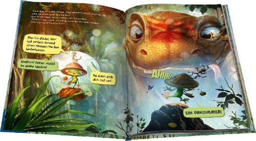Buchcover und Innenansicht für das Buch: Josch der Frosch: Abenteuer im Regenwald