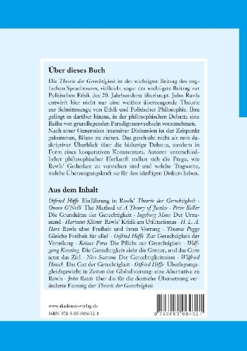 Buchcover und Innenansicht für das Buch: John Rawls: Eine Theorie der Gerechtigkeit