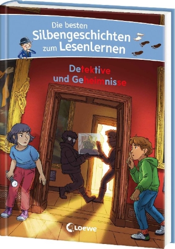 Buchcover und Innenansicht für das Buch: Die besten Silbengeschichten zum Lesenlernen - Detektive und Geheimnisse
