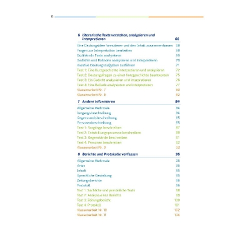 Buchcover und Innenansicht für das Buch: Fit für die Klassenarbeit - Gymnasium. Deutsch 7