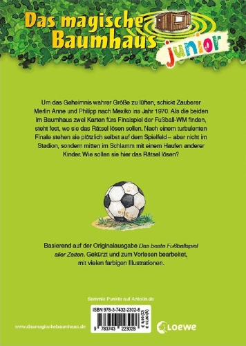 Buchcover und Innenansicht für das Buch: Das magische Baumhaus junior (Band 43) - Das Fußballspiel des Jahrhunderts