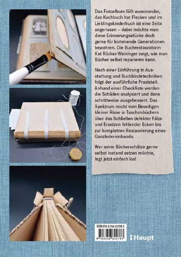 Buchcover und Innenansicht für das Buch: Bücher restaurieren