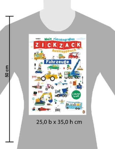 Buchcover und Innenansicht für das Buch: Mein riesengroßes ZICKZACK Ausklappbuch - Fahrzeuge