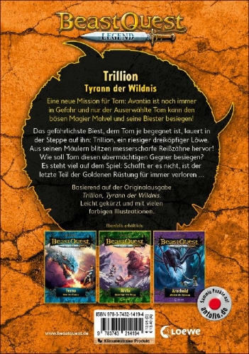 Buchcover und Innenansicht für das Buch: Trillion the Three-Headed Lion