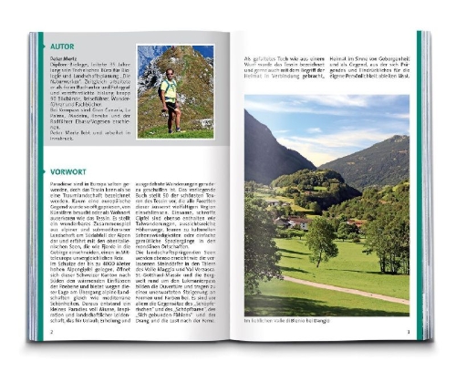 Buchcover und Innenansicht für das Buch: KOMPASS Wanderführer Tessin, 50 Touren mit Extra-Tourenkarte