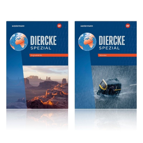 Buchcover und Innenansicht für das Buch: Diercke Spezial - Aktuelle Ausgabe für die Sekundarstufe II. Paket Angloamerika/Südasien