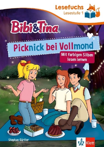 Buchcover und Innenansicht für das Buch: Lesefuchs Bibi & Tina: Picknick bei Vollmond Lesestufe 1