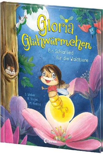 Buchcover und Innenansicht für das Buch: Gloria Glühwürmchen - Ein Schlaflied für die Waldtiere
