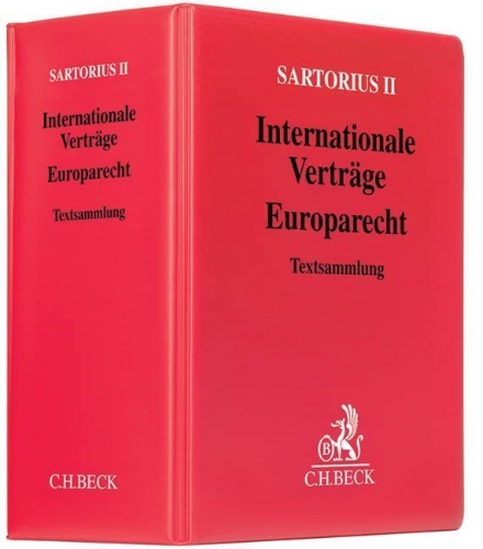 Buchcover und Innenansicht für das Buch: Sartorius II. Internationale Verträge - Europarecht (mit Fortsetzungsnotierung).  Inkl. 76. Ergänzungslieferung