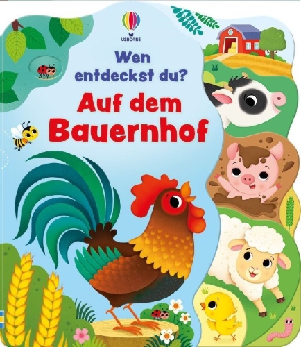 Buchcover und Innenansicht für das Buch: Wen entdeckst du? Auf dem Bauernhof