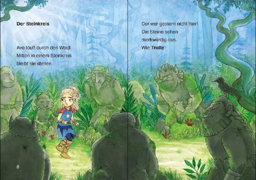 Buchcover und Innenansicht für das Buch: Leselöwen 1. Klasse - Ava und das Geheimnis des Zauberwalds