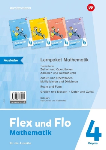 Buchcover und Innenansicht für das Buch: Flex und Flo 4. Lernpaket Mathematik: Für die Ausleihe. Für Bayern