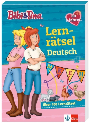 Buchcover und Innenansicht für das Buch: Bibi & Tina: Lernrätsel Deutsch ab 6 Jahren