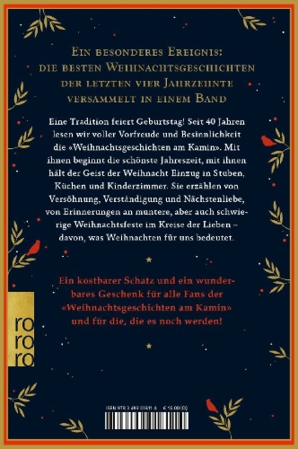 Buchcover und Innenansicht für das Buch: Die schönsten Weihnachtsgeschichten am Kamin aus 40 Jahren