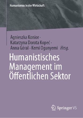 Buchcover und Innenansicht für das Buch: Humanistisches Management im Öffentlichen Sektor