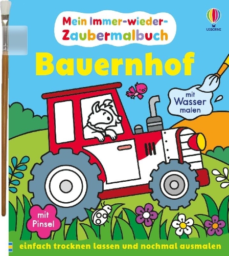 Buchcover und Innenansicht für das Buch: Mein Immer-wieder-Zaubermalbuch: Bauernhof