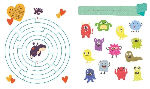 Buchcover und Innenansicht für das Buch: Mon cahier de jeux - Les monstres (OT)
