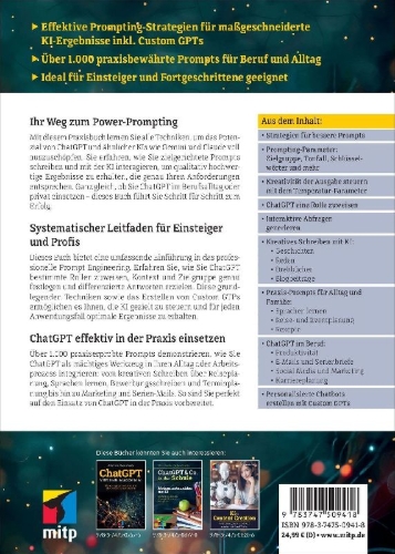 Buchcover und Innenansicht für das Buch: ChatGPT Power-Prompting