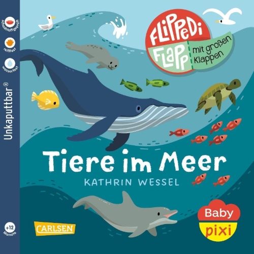 Buchcover und Innenansicht für das Buch: Baby Pixi (unkaputtbar) 142: Flippediflapp: Tiere im Meer