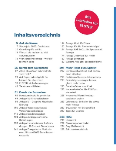 Buchcover und Innenansicht für das Buch: Steuererklärung 2025/2026 - Arbeitnehmer, Beamte