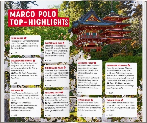 Buchcover und Innenansicht für das Buch: MARCO POLO Reiseführer San Francisco