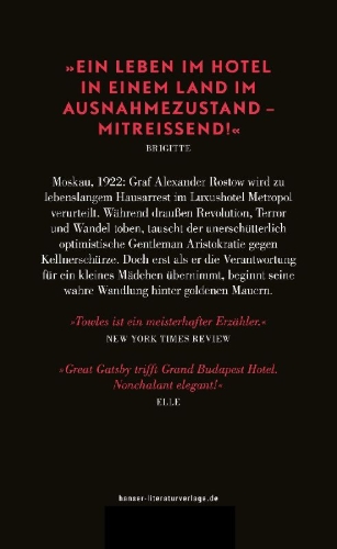 Buchcover und Innenansicht für das Buch: A Gentleman in Moscow