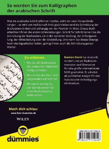 Buchcover und Innenansicht für das Buch: Arabisch schreiben lernen für Dummies
