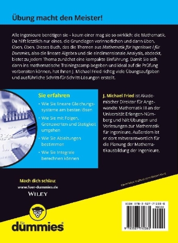 Buchcover und Innenansicht für das Buch: Übungsbuch Mathematik für Ingenieure für Dummies