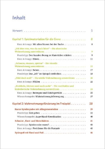Buchcover und Innenansicht für das Buch: Sinne erleben in der Krippe