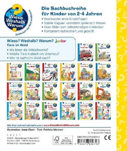 Buchcover und Innenansicht für das Buch: Wieso? Weshalb? Warum? junior, Band 77 - Tiere im Wald