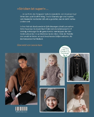 Buchcover und Innenansicht für das Buch: Schnell gestrickt für Groß und Klein. Strickdesign aus Island für die ganze Familie