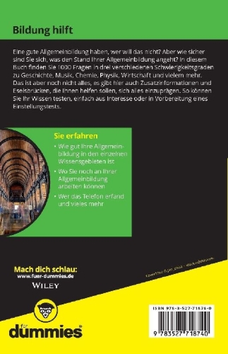 Buchcover und Innenansicht für das Buch: Testbuch Allgemeinbildung für Dummies