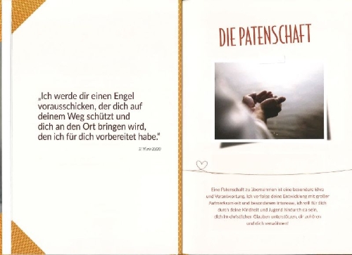 Buchcover und Innenansicht für das Buch: Meinem Patenkind zur Erstkommunion
