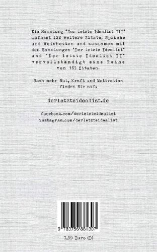 Buchcover und Innenansicht für das Buch: Der letzte Idealist III
